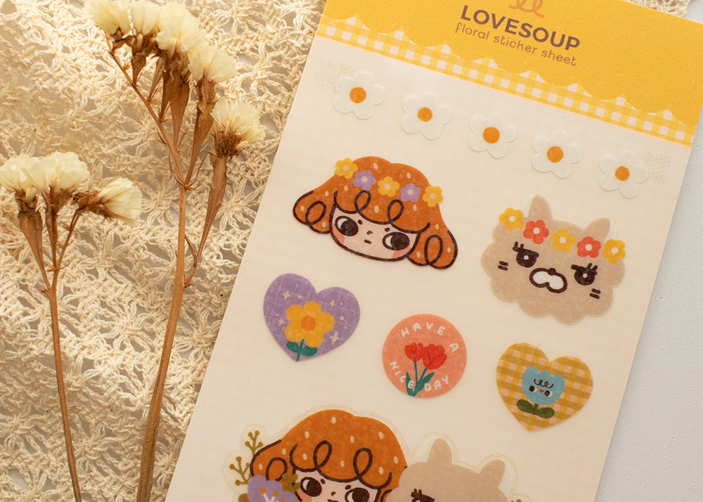 Floral Deco Sticker Sheet (clear & glitter)